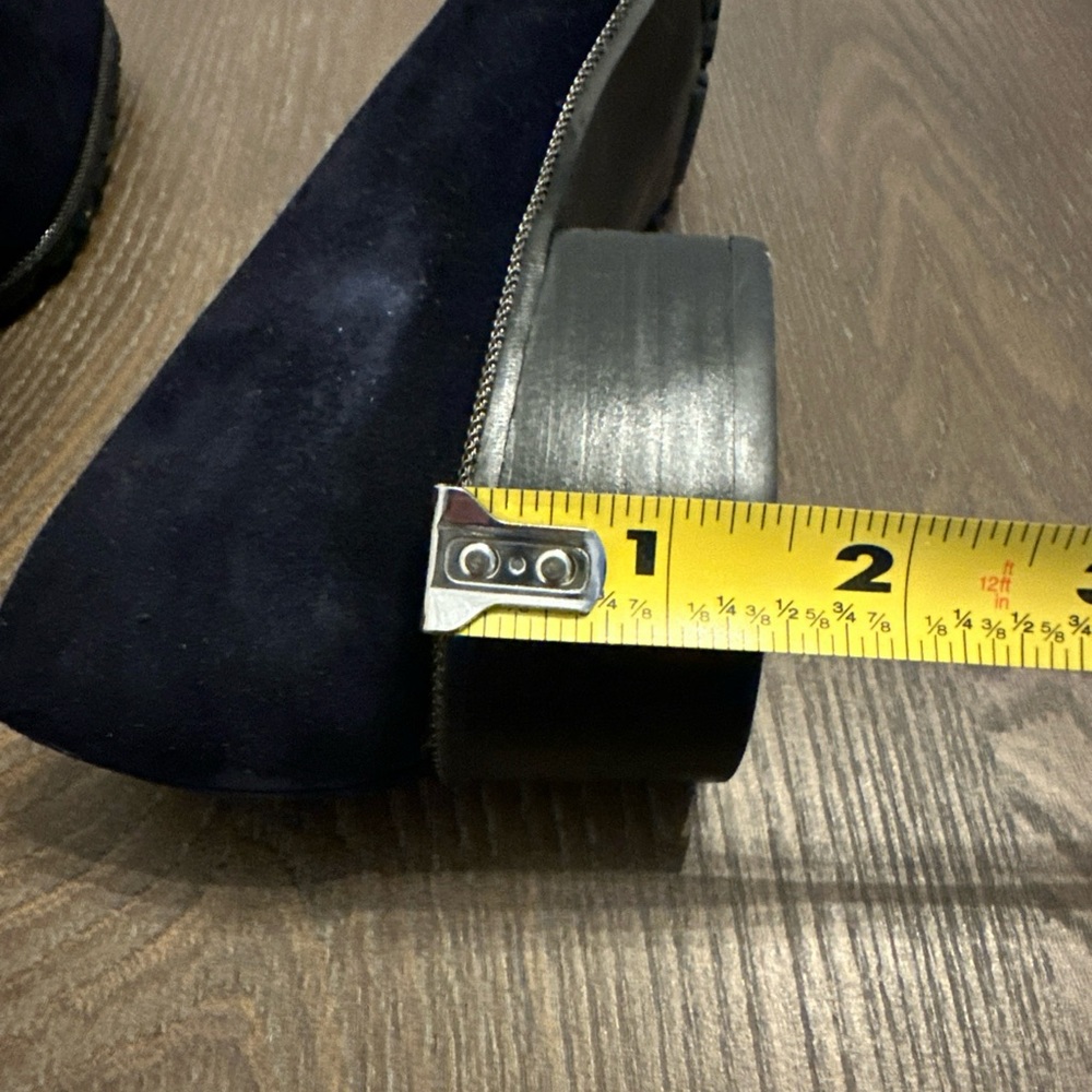 Vintage Stuart Weitzman Suede Women's Size 8 N Black Block Heel Square Toe - Picture 9 of 9